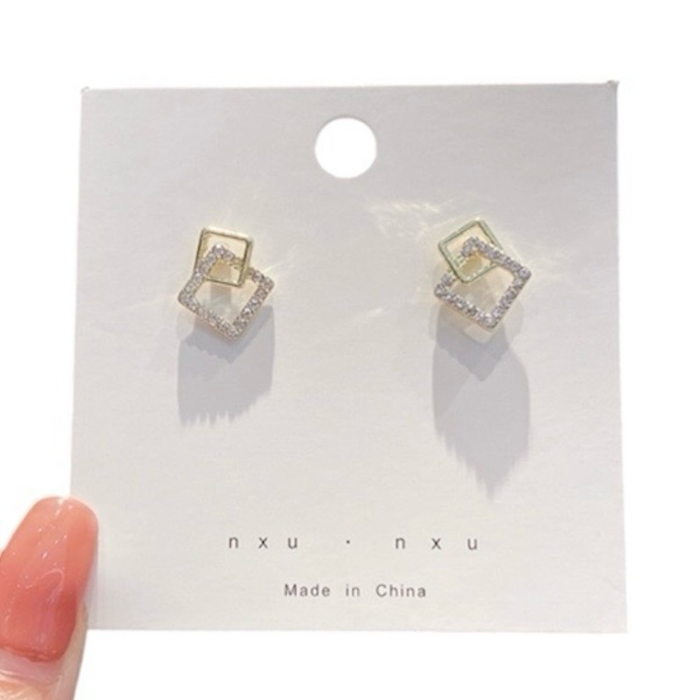 Stainless Steel Gold Bling Geometric Earrings
